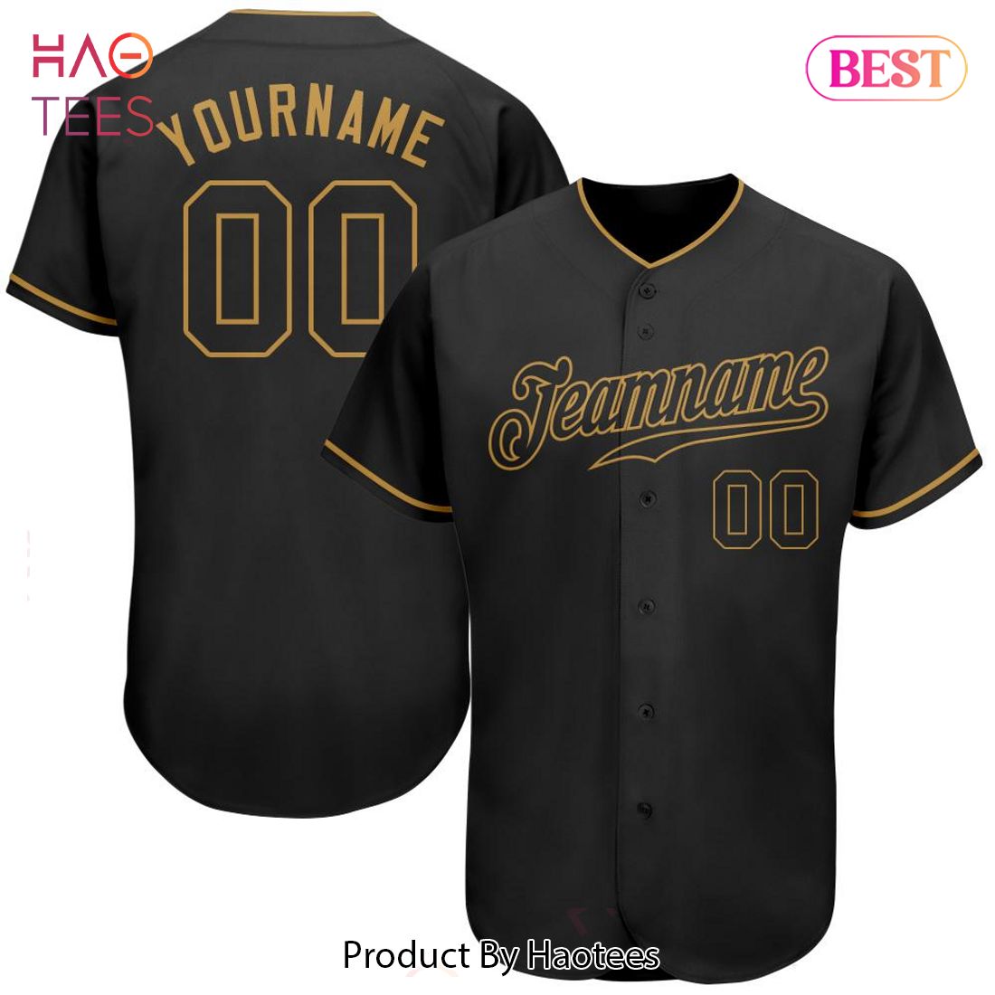 AVAILABLE Custom Black Black Old Gold Authentic Baseball Jersey AVAILABLE Custom Black Black Old Gold Authentic Baseball Jersey