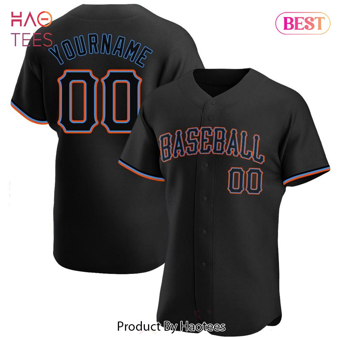 AVAILABLE Custom Black Black Powder Blue Authentic Baseball Jersey AVAILABLE Custom Black Black Powder Blue Authentic Baseball Jersey