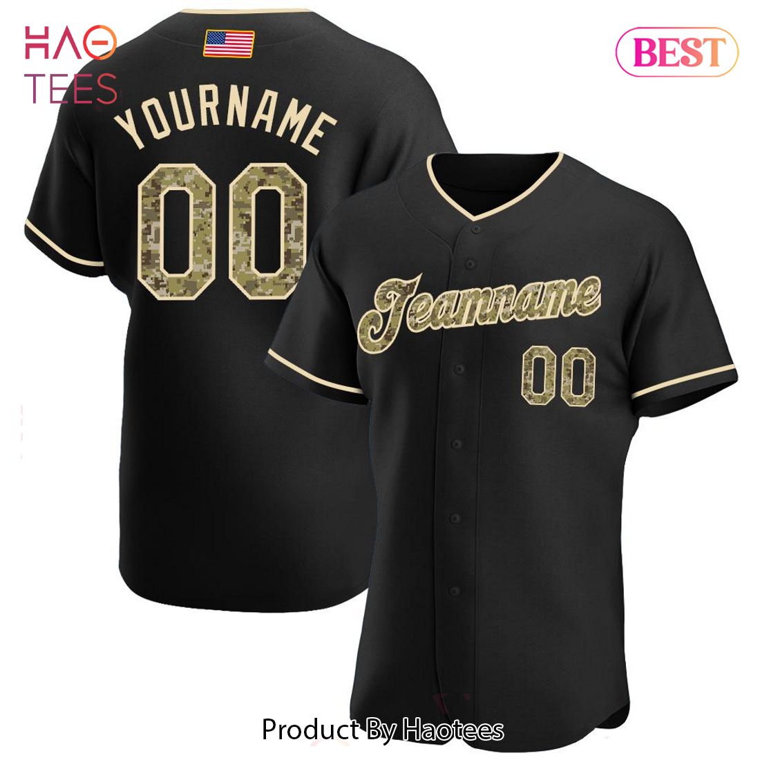 AVAILABLE Custom Black Camo Khaki Authentic American Flag Fashion Baseball Jersey AVAILABLE Custom Black Camo Khaki Authentic American Flag Fashion Baseball Jersey
