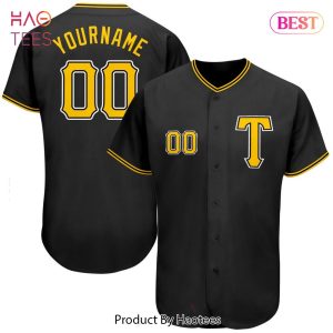 AVAILABLE Custom Black Gold White Authentic Baseball Jersey