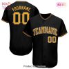 AVAILABLE Custom Black Gold White Baseball Jersey