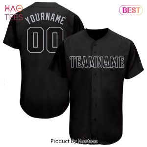AVAILABLE Custom Black Gray Baseball Jersey