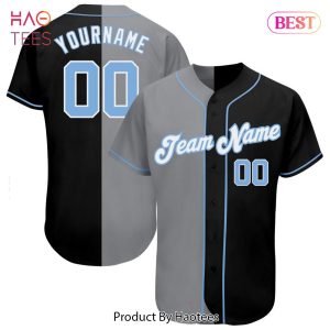 AVAILABLE Custom Black Light Blue Gray Authentic Split Fashion Baseball Jersey
