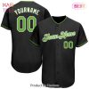 AVAILABLE Custom Black Neon Green White Authentic Baseball Jersey