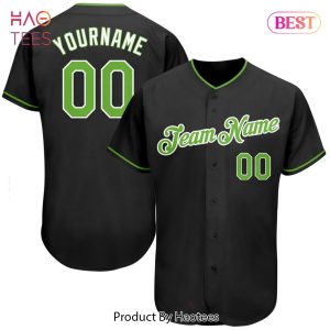 AVAILABLE Custom Black Neon Green White Authentic Baseball Jersey