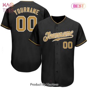 AVAILABLE Custom Black Old Gold White Authentic Baseball Jersey