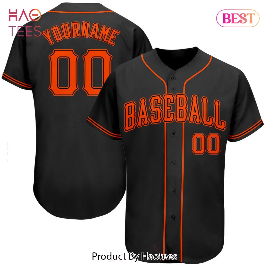 AVAILABLE Custom Black Orange Authentic Baseball Jersey AVAILABLE Custom Black Orange Authentic Baseball Jersey