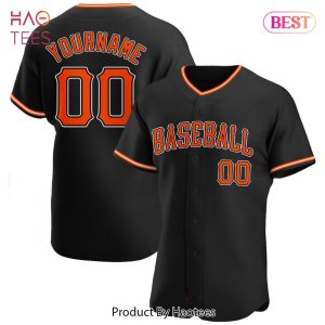 AVAILABLE Custom Black Orange White Authentic Baseball Jersey