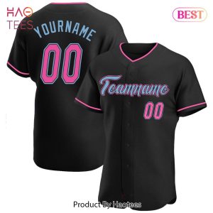 AVAILABLE Custom Black Pink Light Blue Authentic Baseball Jersey