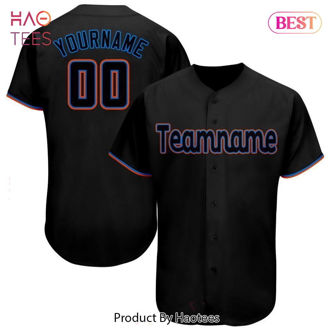 AVAILABLE Custom Black Powder Blue Orange Baseball Jersey AVAILABLE Custom Black Powder Blue Orange Baseball Jersey
