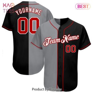 AVAILABLE Custom Black Red Gray Authentic Split Fashion Baseball Jersey