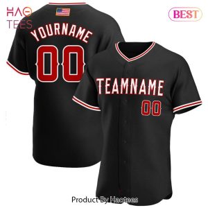 AVAILABLE Custom Black Red White Authentic American Flag Fashion Baseball Jersey