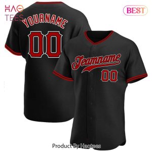 AVAILABLE Custom Black Red White Authentic Baseball Jersey
