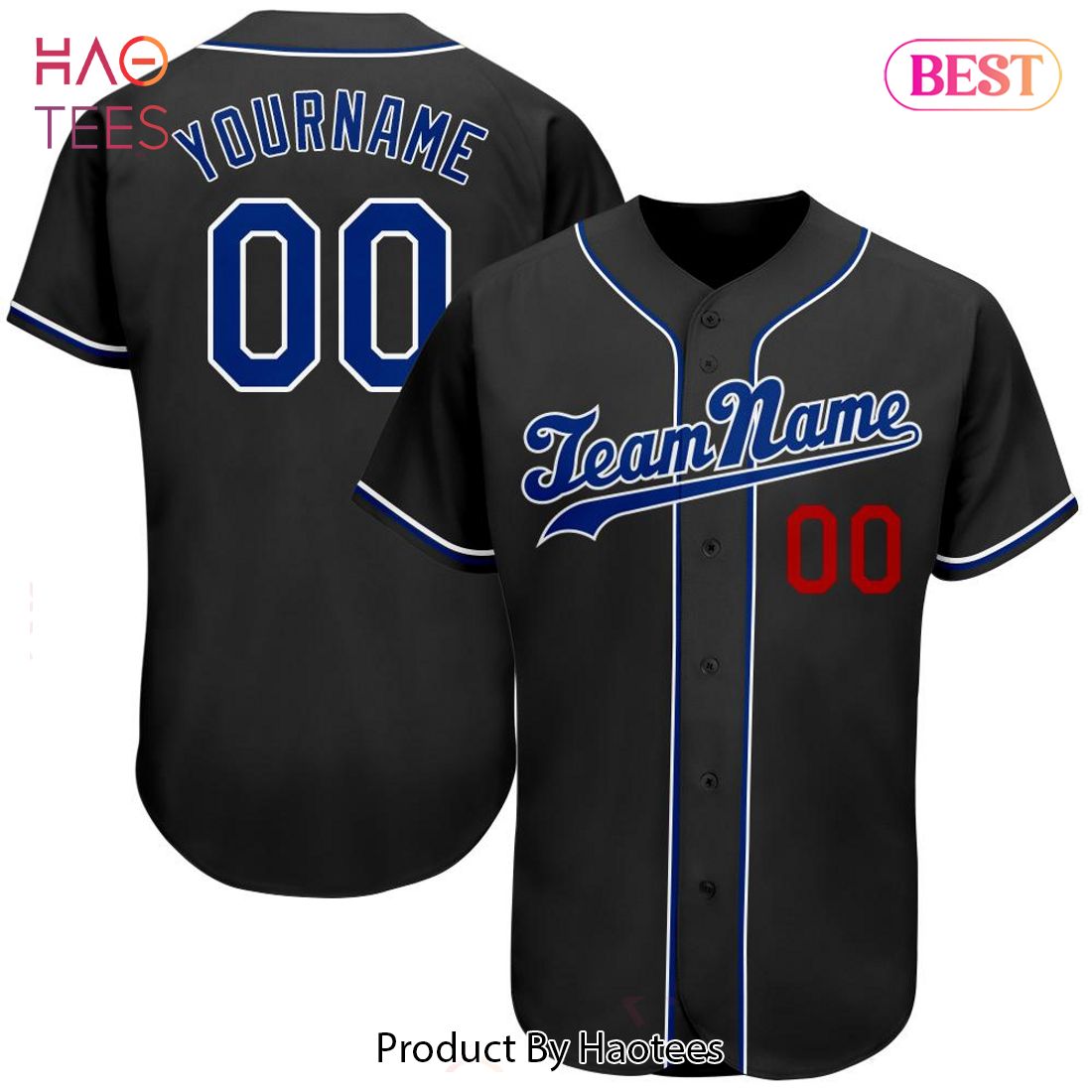AVAILABLE Custom Black Royal Red Authentic Baseball Jersey AVAILABLE Custom Black Royal Red Authentic Baseball Jersey
