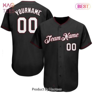 AVAILABLE Custom Black White Crimson Authentic Baseball Jersey