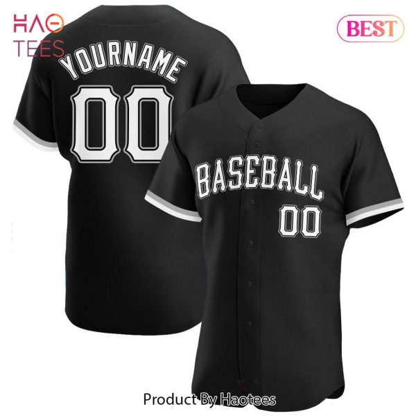 AVAILABLE Custom Black White Gray Authentic Baseball Jersey