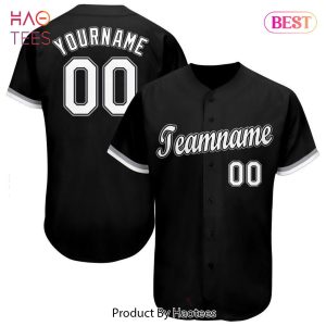 AVAILABLE Custom Black White Gray Baseball Jersey