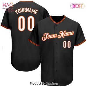 AVAILABLE Custom Black White Orange Authentic Baseball Jersey