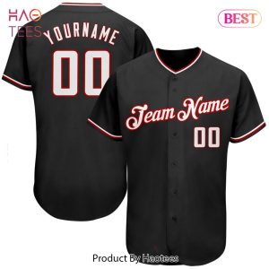 AVAILABLE Custom Black White Red Authentic Baseball Jersey