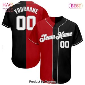 AVAILABLE Custom Black White Red Gray Authentic Split Fashion Baseball Jersey