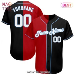 AVAILABLE Custom Black White Red Light Blue Authentic Split Fashion Baseball Jersey