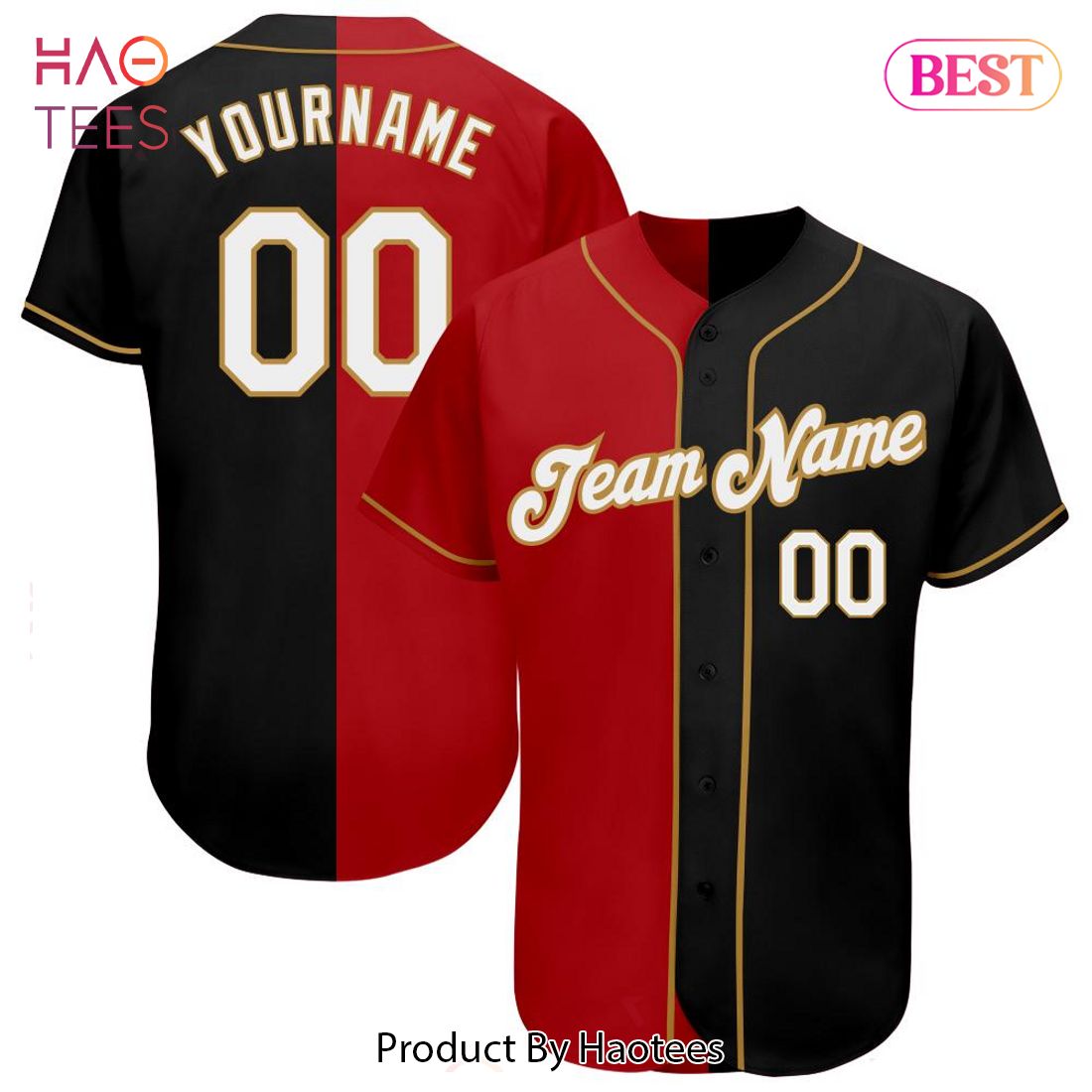 red and gold baseball jersey