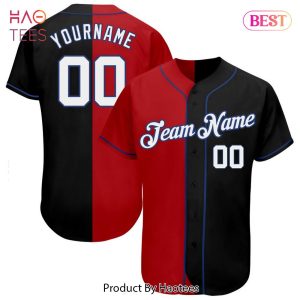 AVAILABLE Custom Black White Red Royal Authentic Split Fashion Baseball Jersey