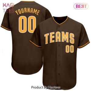 AVAILABLE Custom Brown Gold White Authentic Baseball Jersey