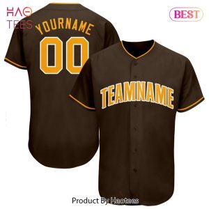 AVAILABLE Custom Brown Gold White Baseball Jersey