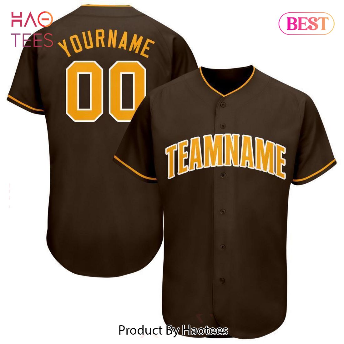AVAILABLE Custom Brown Gold White Baseball Jersey AVAILABLE Custom Brown Gold White Baseball Jersey