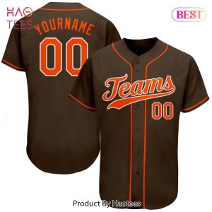 AVAILABLE Custom Brown Orange White Authentic Baseball Jersey