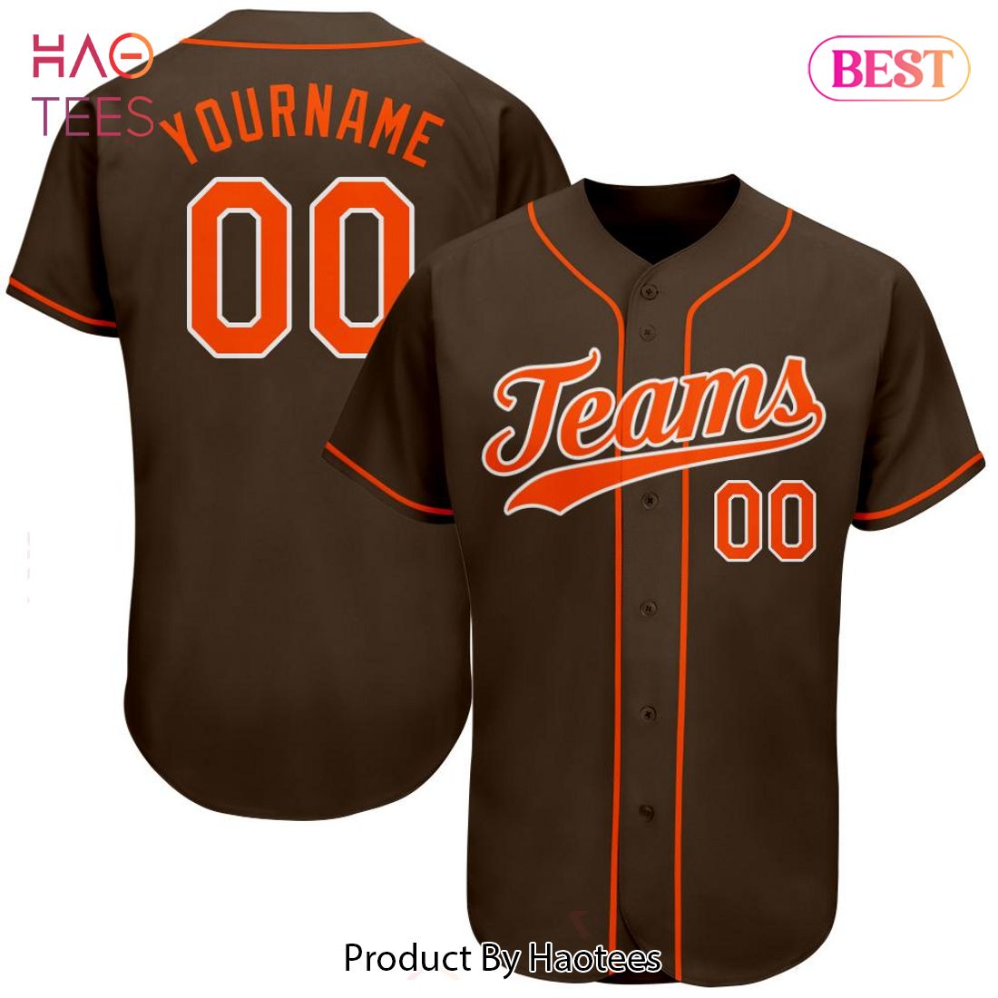 AVAILABLE Custom Brown Orange White Authentic Baseball Jersey AVAILABLE Custom Brown Orange White Authentic Baseball Jersey
