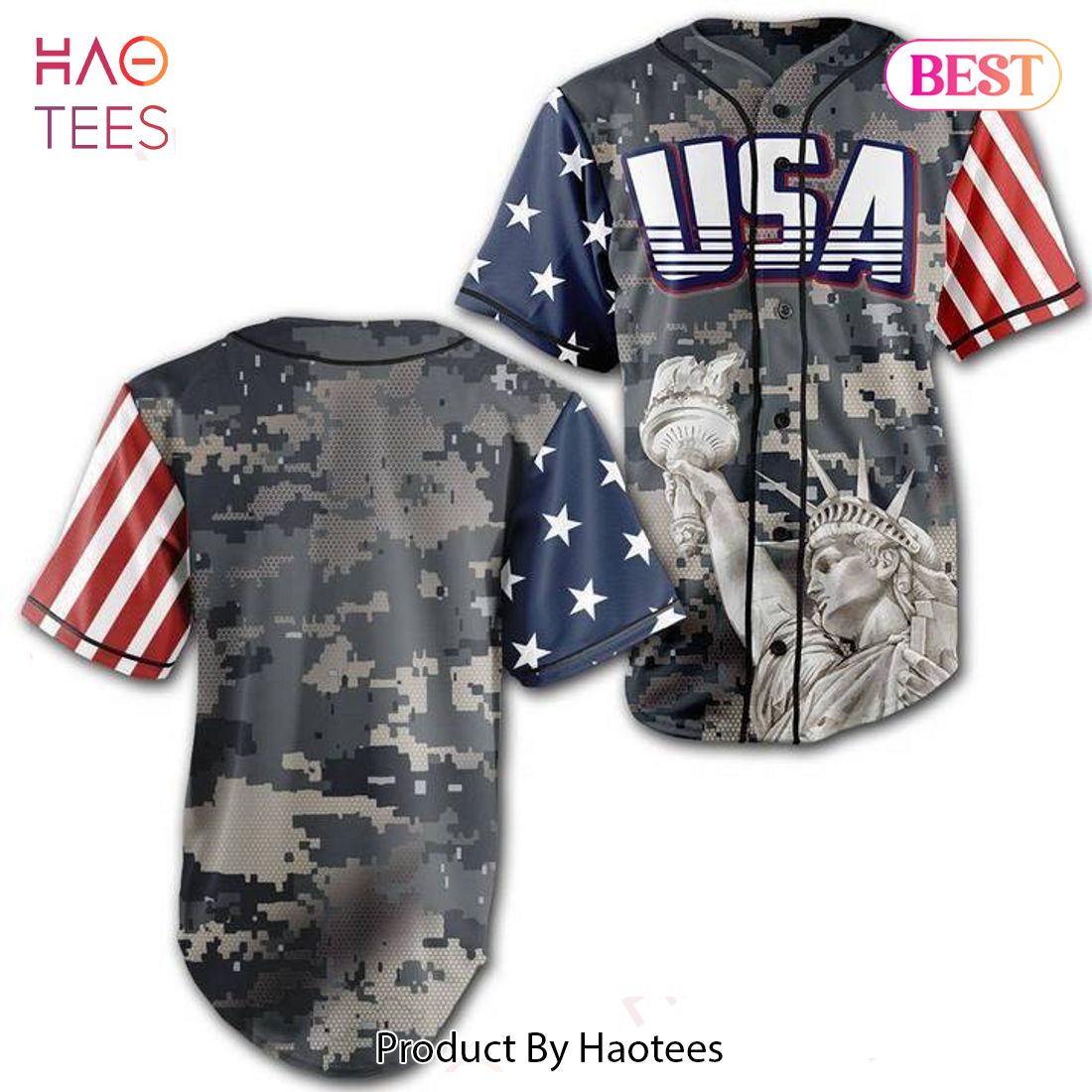 AVAILABLE Custom Camo American Baseball Jersey AVAILABLE Custom Camo American Baseball Jersey