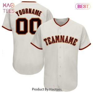 AVAILABLE Custom Cream Black Orange Baseball Jersey