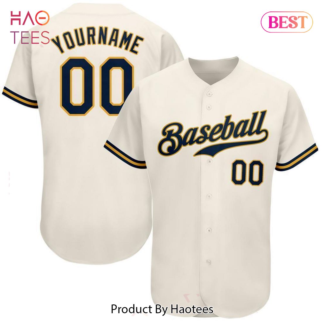 AVAILABLE Custom Cream Navy Gold Authentic Baseball Jersey AVAILABLE Custom Cream Navy Gold Authentic Baseball Jersey