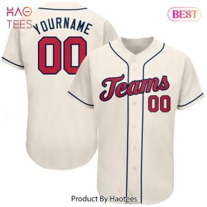 AVAILABLE Custom Cream Red Navy Authentic Baseball Jersey