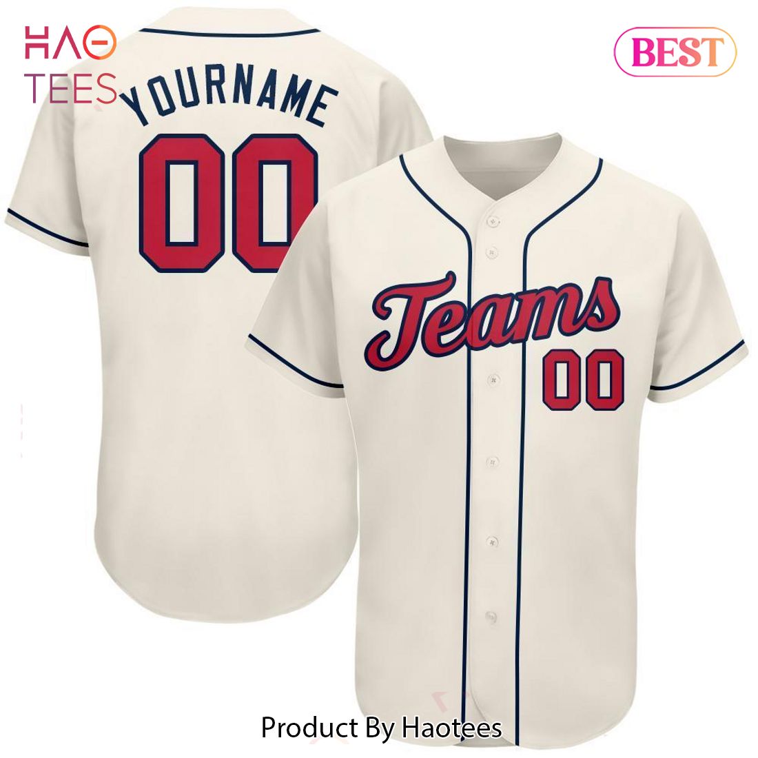 AVAILABLE Custom Cream Red Navy Authentic Baseball Jersey AVAILABLE Custom Cream Red Navy Authentic Baseball Jersey