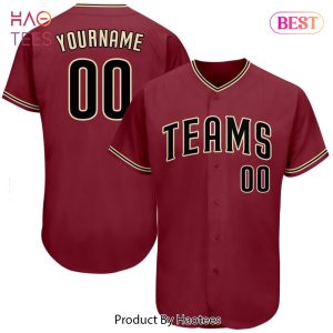 AVAILABLE Custom Crimson Black Khaki Authentic Baseball Jersey