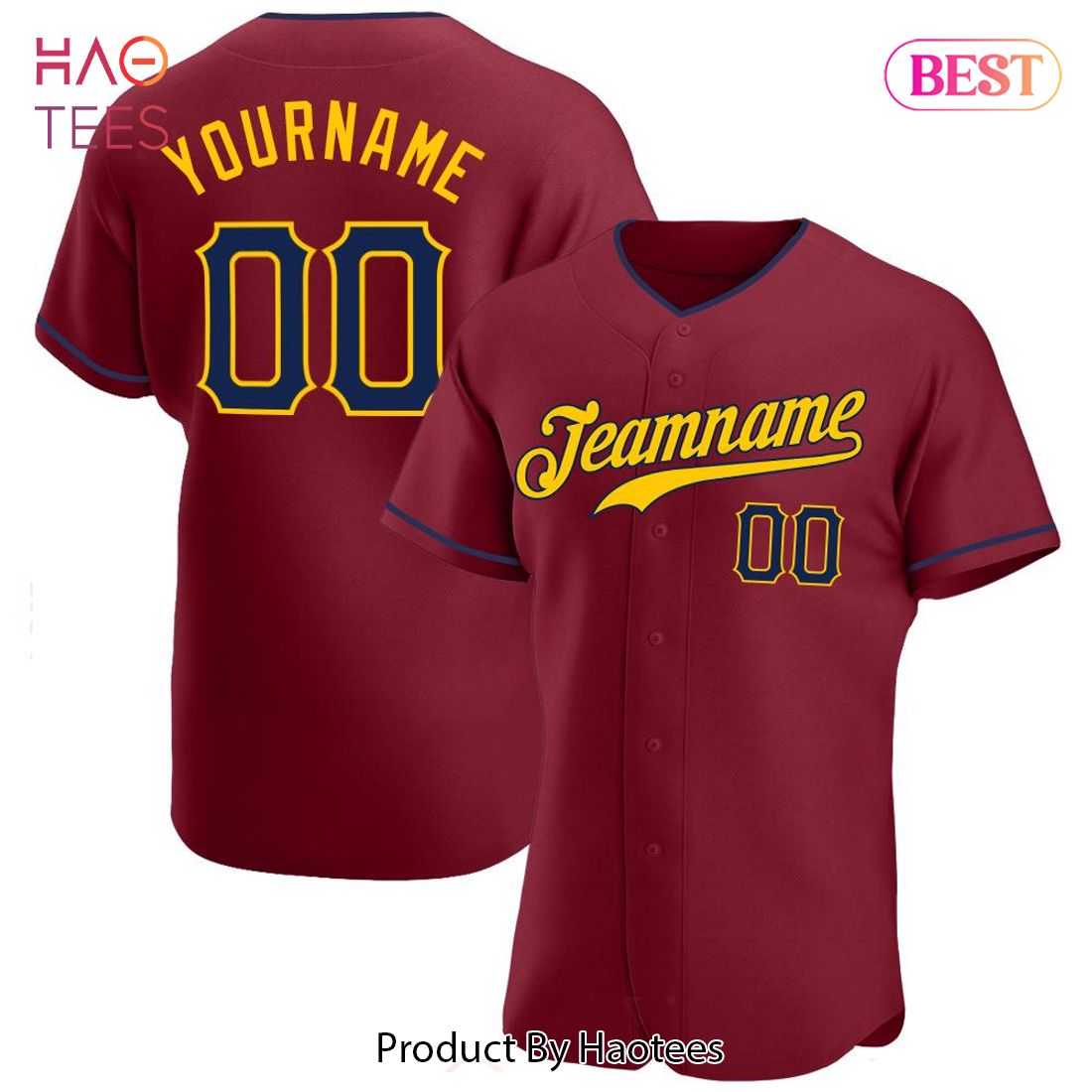 AVAILABLE Custom Crimson Navy Gold Authentic Baseball Jersey AVAILABLE Custom Crimson Navy Gold Authentic Baseball Jersey