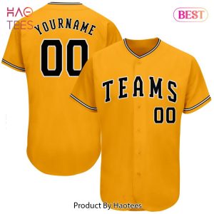 AVAILABLE Custom Gold Black White Authentic Baseball Jersey
