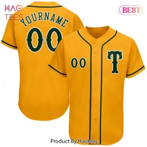 AVAILABLE Custom Gold Green White Authentic Baseball Jersey