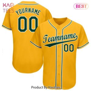AVAILABLE Custom Gold Green White Baseball Jersey