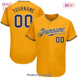 AVAILABLE Custom Gold Navy White Authentic Baseball Jersey