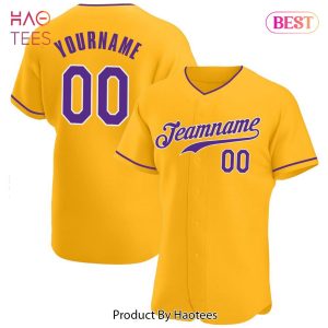 AVAILABLE Custom Gold Purple White Authentic Baseball Jersey