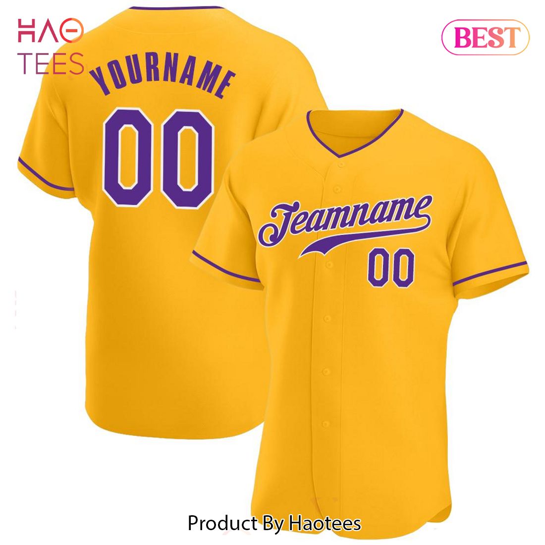 AVAILABLE Custom Gold Purple White Authentic Baseball Jersey AVAILABLE Custom Gold Purple White Authentic Baseball Jersey