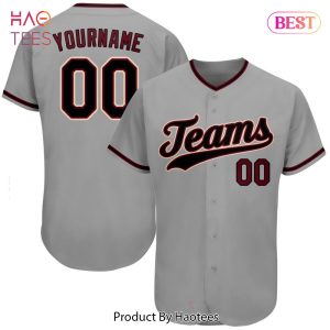 AVAILABLE Custom Gray Black Crimson Authentic Baseball Jersey