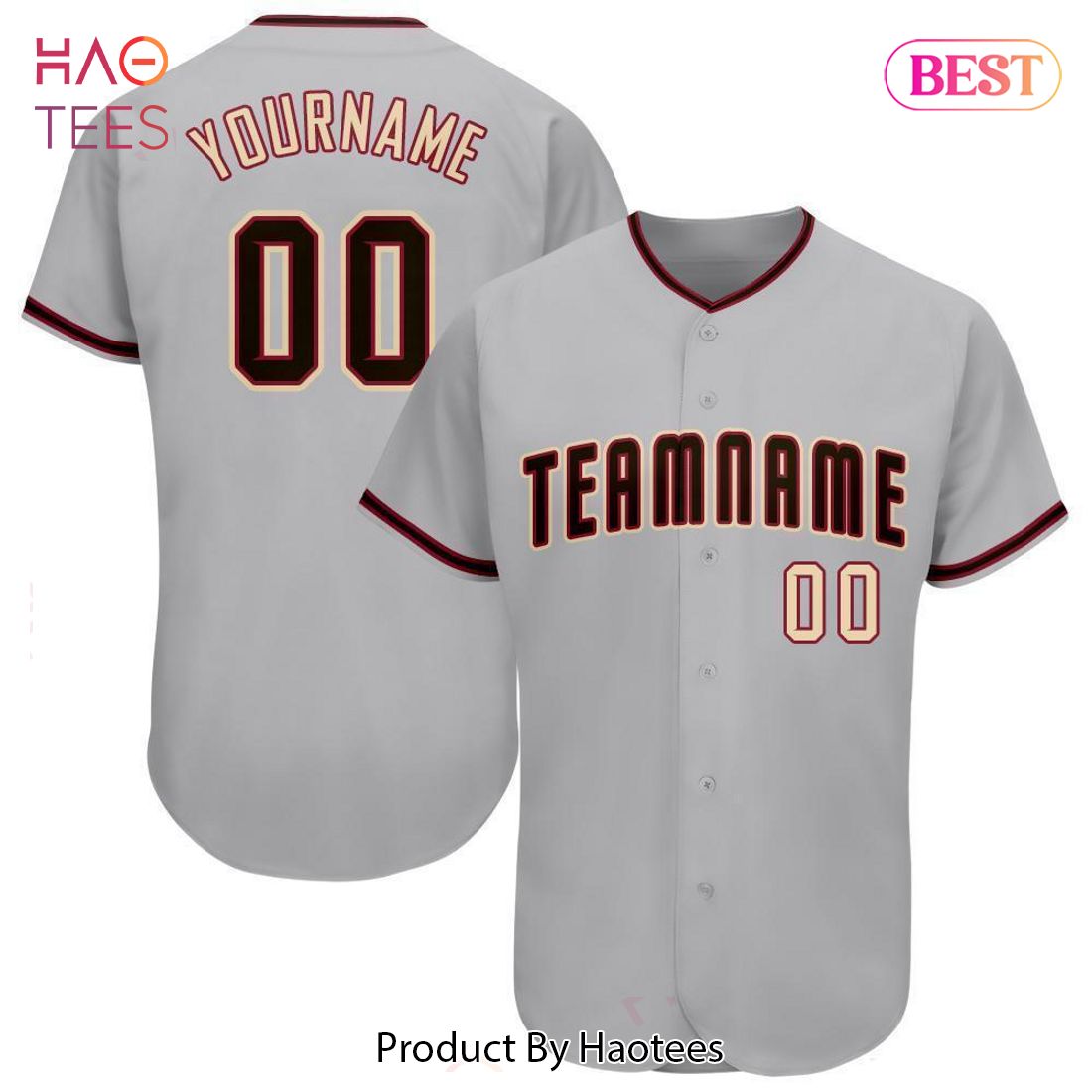AVAILABLE Custom Gray Black Khaki Baseball Jersey AVAILABLE Custom Gray Black Khaki Baseball Jersey