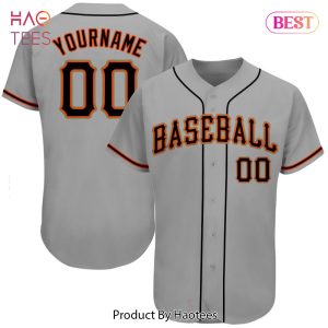AVAILABLE Custom Gray Black Orange Authentic Baseball Jersey