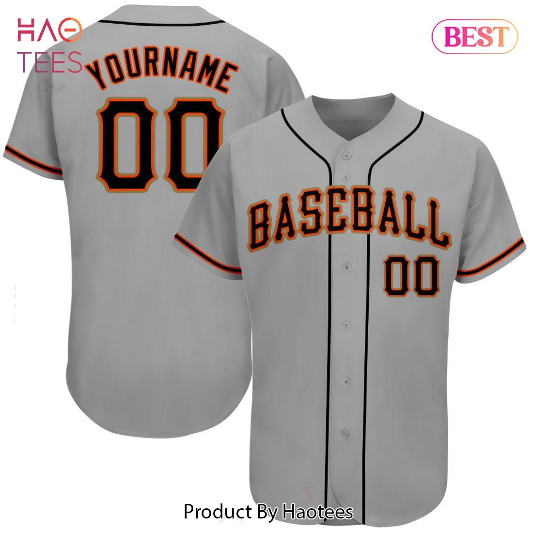 AVAILABLE Custom Gray Black Orange Authentic Baseball Jersey AVAILABLE Custom Gray Black Orange Authentic Baseball Jersey