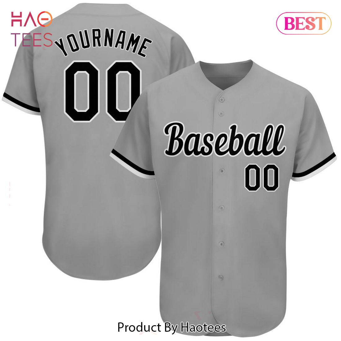 AVAILABLE Custom Gray Black White Authentic Baseball Jersey AVAILABLE Custom Gray Black White Authentic Baseball Jersey